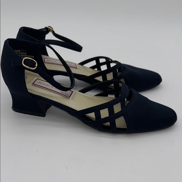 Jessica Ryan Navy Blue Heels with Ankle Straps Size 7.5 - Picture 4 of 9